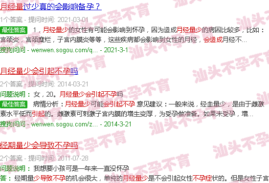 汕头月经量少会导致不孕吗