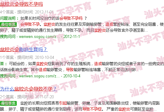 汕头盆腔炎会导致不孕么